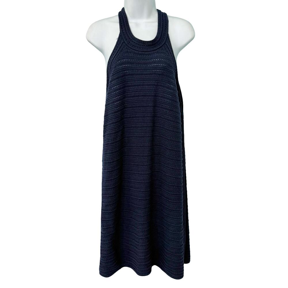 Gap Navy Blue Crochet Mini Halter Button Back Trapeze Dress size XL NEW Tags